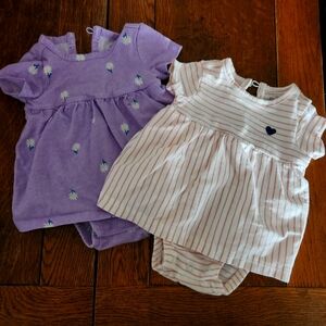 Carter's Pink Striped and Purple Floral Baby Dress
